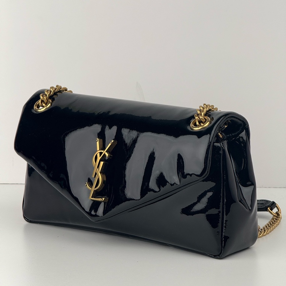 Saint Laurent Patent Calfskin Calypso Black Shoulder Bag